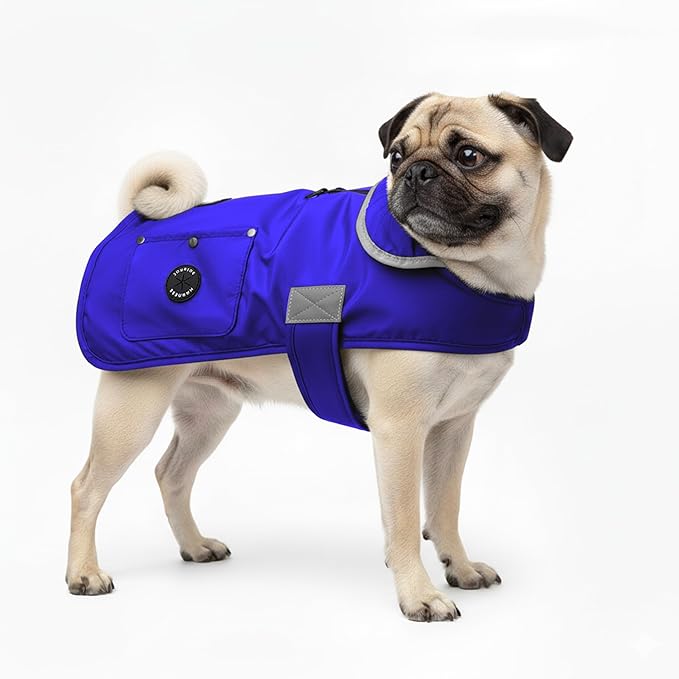 Joyride Harness FrostFlex Dog Winter Jacket - Fleece Lined & Water-Resistant - Snowsuit with Pockets for Treats & Poop Bags - Durable Cold Weather Dog Coat - Blue Serenity-XXL