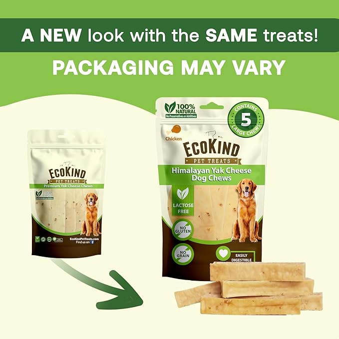 EcoKind Premium Gold Yak Cheese Himalayan Dog Chews, Dog Treats Large Breed, All Natural, High Protein Dog Chew, Chicken, Large - 12+ Chews (3 lbs)
