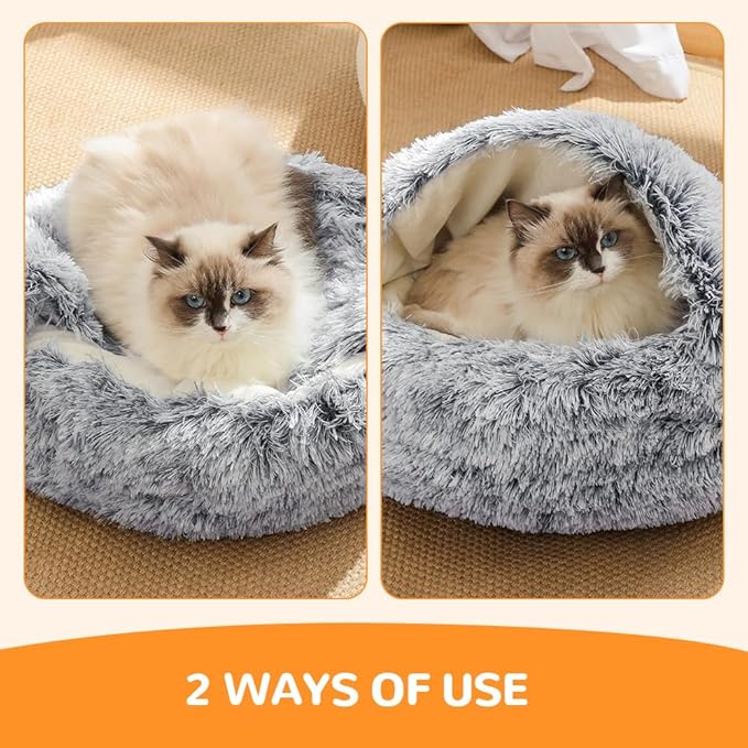 Lapcatz Nest Bed, 2026 Upgraded Cat Beds for Indoor Cats, Portable Fluffy Pet Bed, Durable Covered Cat Bed for Indoor Use, Soft Puppy Bed for Pet Owners (Green, Large)