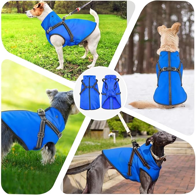 Mosucoirl Dog Raincoat Waterproof Dog Hoodie Reflective Doggie Raincoat Hooded Adjustable Rain Jacket for Small Medium Large Dogs Puppies Doggie Black Red Yellow Green (Blue, XXL)