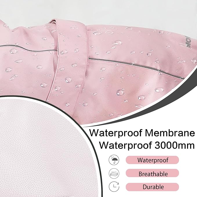 Waterproof Dog Raincoat, Adjustable Lightweight Dog Rain Jacket with Reflective Strip Leash Hole for Small Medium Large Dogs (Pink, X-Large(37-55lb))