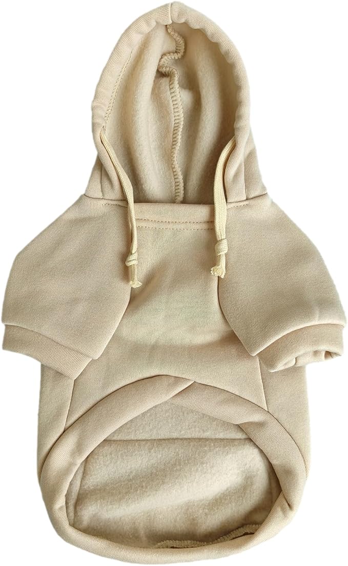 Jecikelon Pet Dog Cold Weather Coat with Pocket Winter Dog Hoodie Warm Puppy Clothes for Small Dogs Chihuahua Clothing (Beige, Small)