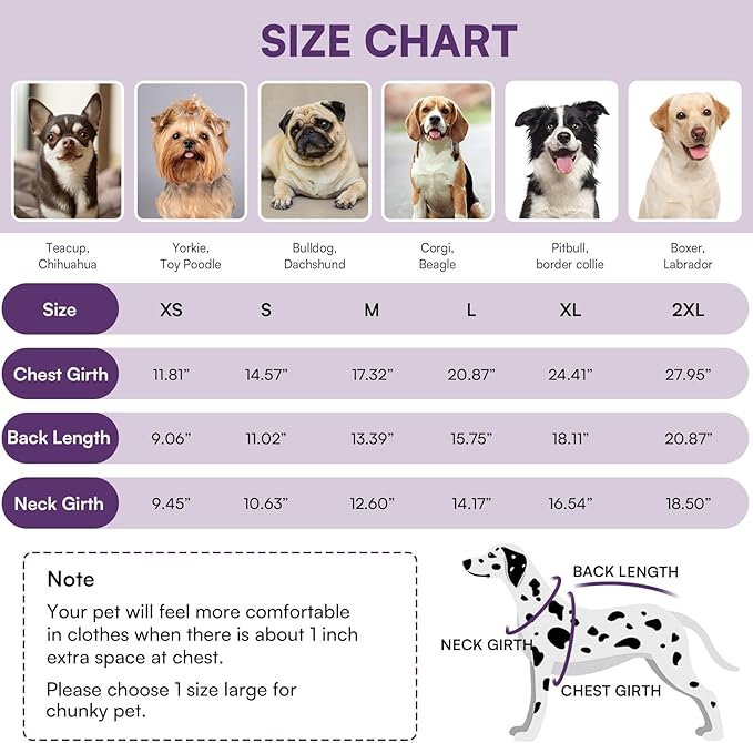 Queenmore Warm Fleece Dog Jacket - Cold Weather Waterproof Snow Coat With Leash Hole, Reflective Turtleneck Snowsuit for Small Medium & Large Dogs (Purple, 2XL)