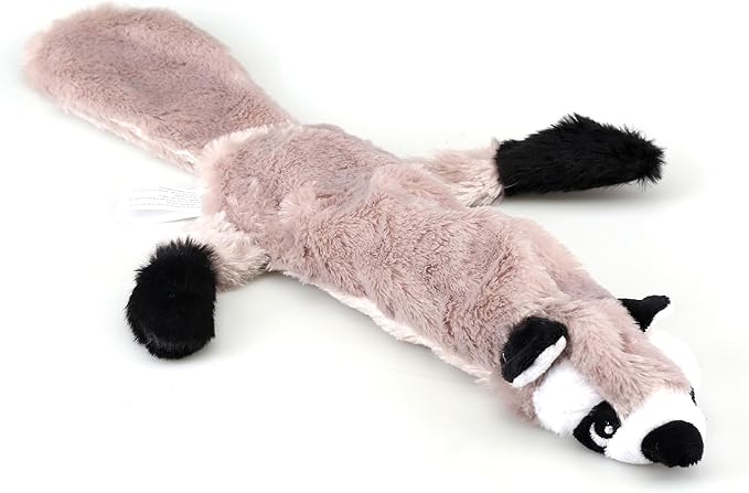 Wobble Giggle Ball and Plush NO Stuffing Squeaky Toy Combo (Raccon)