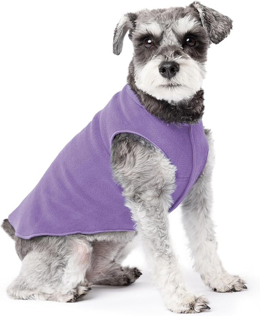 Goldpaw Stretchy Fleece Jacket for Small Dogs - Super Soft, Warm Dog Sweater - Pet Sweater Vest for Fall and Winter - Canine Clothes Made in The USA - Machine Washable - Lavender - Size 10