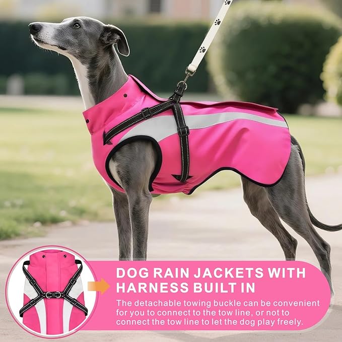 Mosucoirl Dog Raincoat Waterproof Raincoats for Dog Reflective Dogs Rain Jackets with Hood Hoodie Pet Rain Poncho Coat for Small Medium Large Dogs Puppies S-XXL (Pink, M)