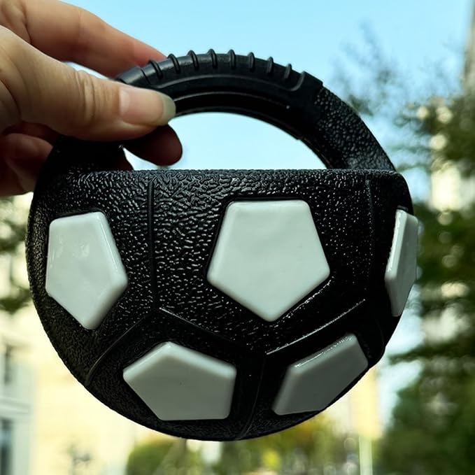 The Mellow Dog Calming Ball with Handle for Dogs, Mellow Dog Calming Ball, Interactive Football Shape Dog Toy, TPR Chewable Material, Squeaky, Water Play, Training & Outdoor Games (Black-B)