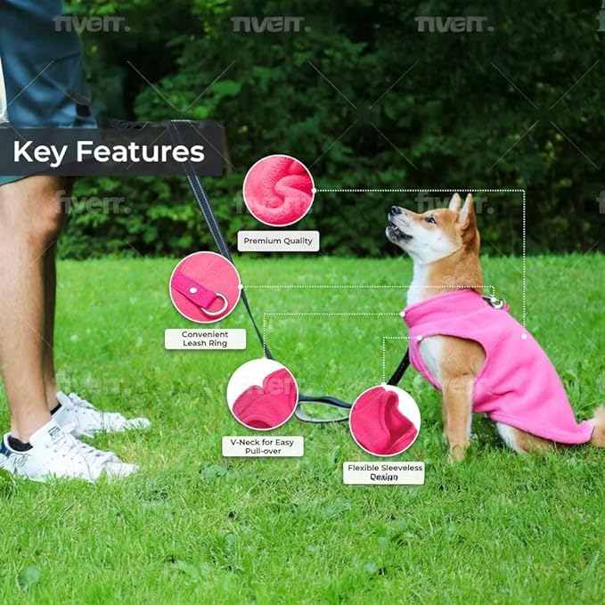 JACKO & CO - Fleece Vest Dog Sweater with Leash Ring - Soft, Warm & Lightweight Pullover Coat for Small & Medium Dogs, Puppies & Cats - Cozy Fall/Winter/Spring Pet Jacket (Pink Lemonade, XS 2-4lbs)