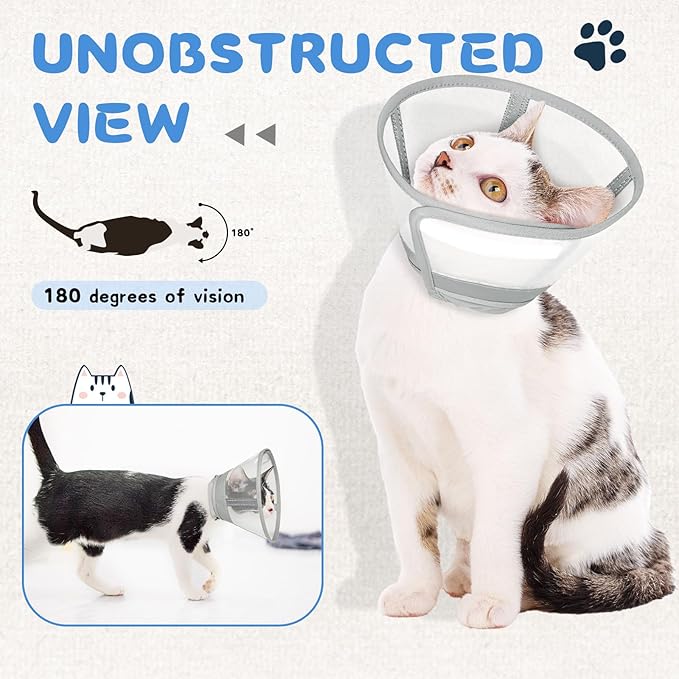 Supet Cat Cone Collar Soft, Air Mesh Recovery Collar to Stop Licking, Breathable Neck Cone Alternative for Small Kitten, Lightweight Cat Head Cone Anti Scratch (M)