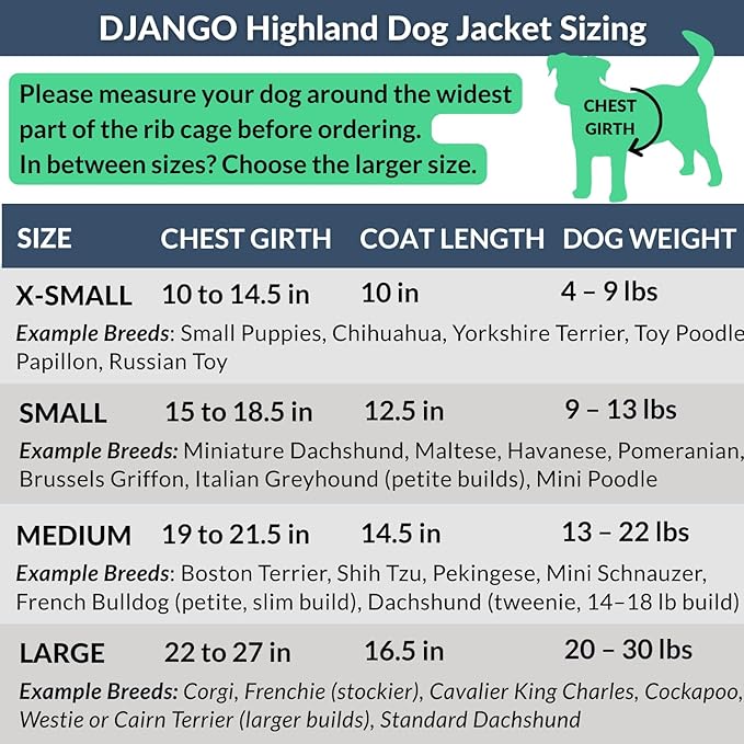 DJANGO Highland Dog Jacket & Raincoat – Water-Repellent, Lined Dog Coat with Hood, Adjustable Fit & Harness Hole – Lightweight Rain & Wind Jacket for Small & Medium Dogs up to 30 lbs (Red, X-Small)