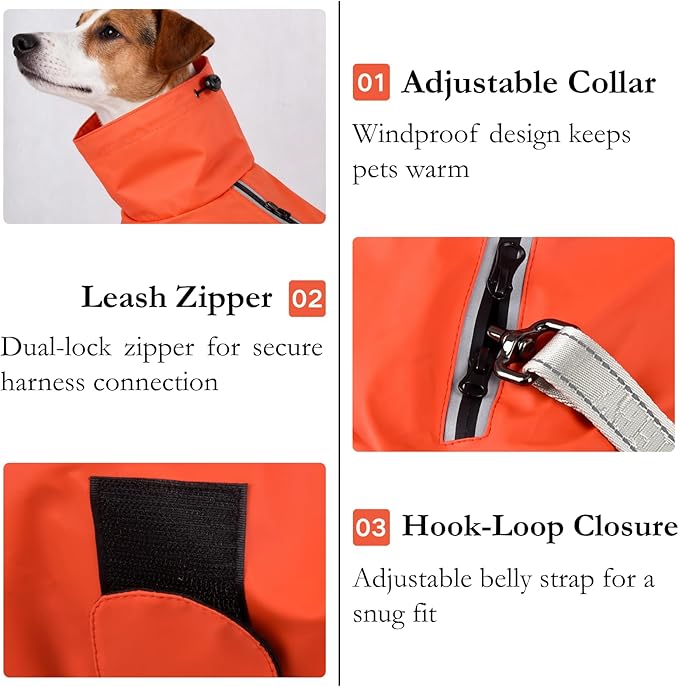 Dog Water-Repellent Raincoat Jacket, Lightweight Reflective Waterproof Clothes for Small Medium Large Dogs, Outdoor for Fall & Spring (Yellow, XS)
