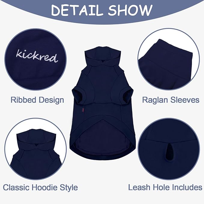 Basic Dog Hoodie, Soft Premium Quality Dog Hoodie Sweater with Leash Hole and Pocket, Cotton Doggy Puppy Sweatshirt Fashion Outfit for Dogs Puppy Small Medium Large - Navy Blue (XX-Large)