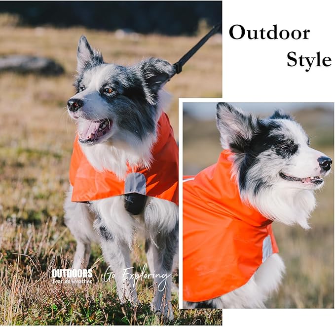 Dog Water-Repellent Raincoat Jacket, Lightweight Reflective Waterproof Clothes for Small Medium Large Dogs, Outdoor for Fall & Spring (Yellow, XL)