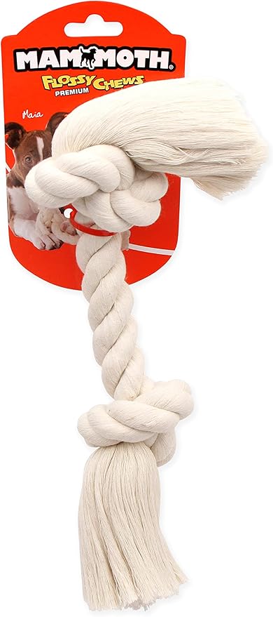 Mammoth Pet Products Dog,Flossy Chews 100-Percent Cotton White Rope Bone, Large, 14-Inch (10006V)