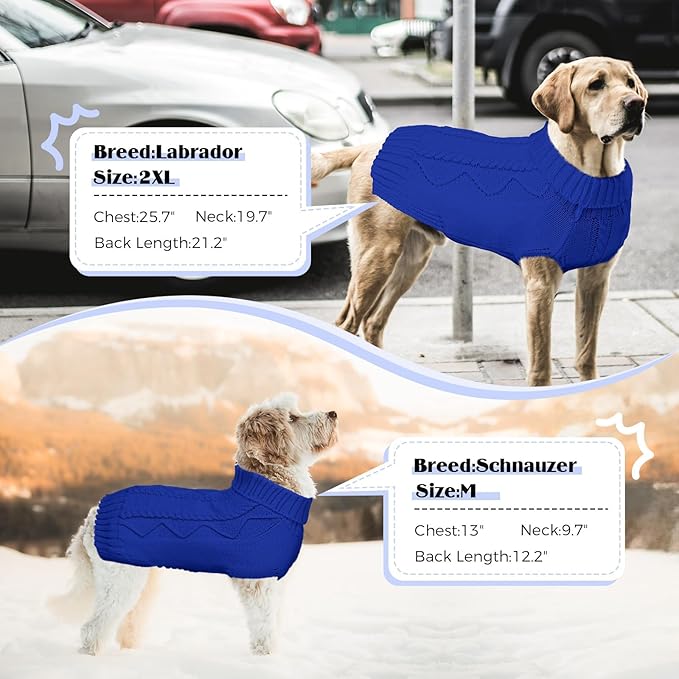 Dog Sweaters for Small Medium Large Dogs Girl, Soft Warm Turtleneck Pup Dogs Shirt, Double Knitting Collar for Outdoor Playing, Warm Dog Clothes