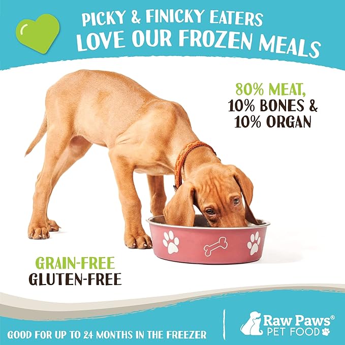 Raw Paws Signature Blend Pet Food for Dogs & Cats - Goat Recipe, 1-lb Rolls (20 Pack) - Fresh Raw Pet Food Made in USA, Natural Dog Food Rolls, Small-Batch Frozen Goat Dog Food, Raw Frozen
