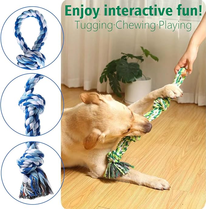 Dog Rope Toys, Indestructible Dog Toy, Dog Chew Toys for Aggressive Chewers, Tough Puppy Teething Chew Toys for Boredom, Dental Cleaning Tug of War Dog Toy, Great for Small to Large Breed