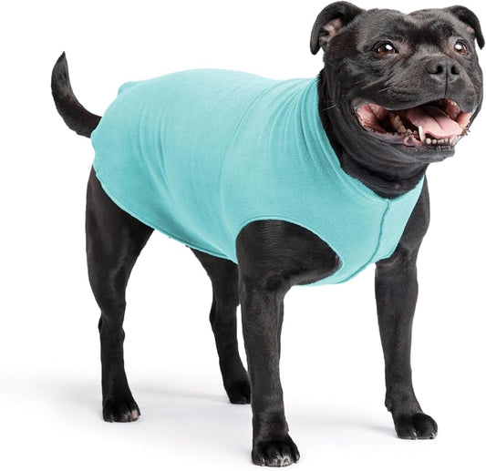 Goldpaw Stretchy Fleece Jacket for Small Dogs - Super Soft, Warm Dog Sweater - Pet Sweater Vest for Fall and Winter - Canine Clothes Made in The USA - Machine Washable - Turquoise - Size 16