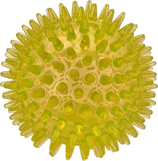 Cutie's PetBox Squeaky Rubber Spike Toy Ball for Medium, Large Dogs (3.5 Inch, Yellow)