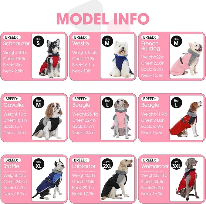 Nanaki Small Dog Coat for Winter Waterproof, Warm Fleece Lining Furry Collar Dog Jacket With Leash Hole, Reflective Adjustable Cold Weather Puppy Jacket Vest, Pullover Pet Snow Suit Male Female,Pink S