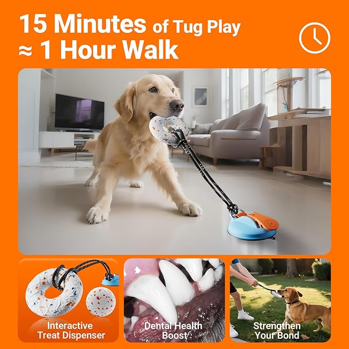 Aktor E-TPU Dog Balls, Interactive Dog Toys Tug of War, Teething Toys for Boredom to Keep Them Busy, Indestructible Dogs Toy for Dogs 2 Types (5 inch, Lemon-Blue)