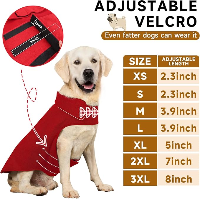 Fleece Dog Coat Pet Jacket Reflective for Cold Weather for Extra Large to Small Pets(Red,XS)