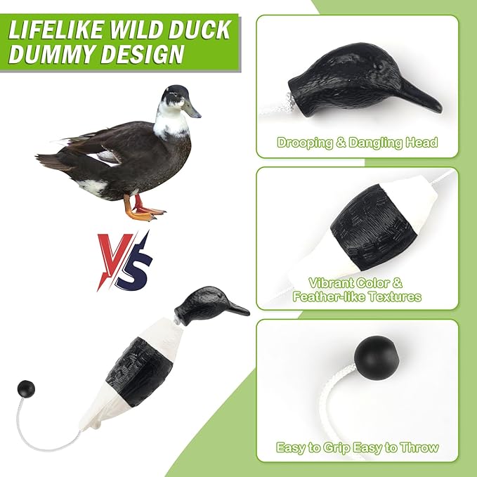 Archerest Dead Duck Dove Pheasant Dummy Bumper Toys for Waterfowl Hunting Retriever Dog Training, Floating Mallard Dummy Trainer Outdoor Soft Durable Realistic Fowl