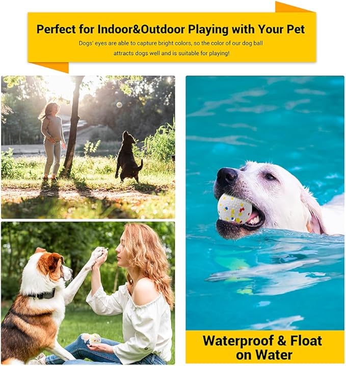 Dog Balls Toys for Aggressive Chewers, Indestructible Durable Bouncy Floating Balls for Dogs to Fetch, Durable Solid Rubber Ball for Training Dog