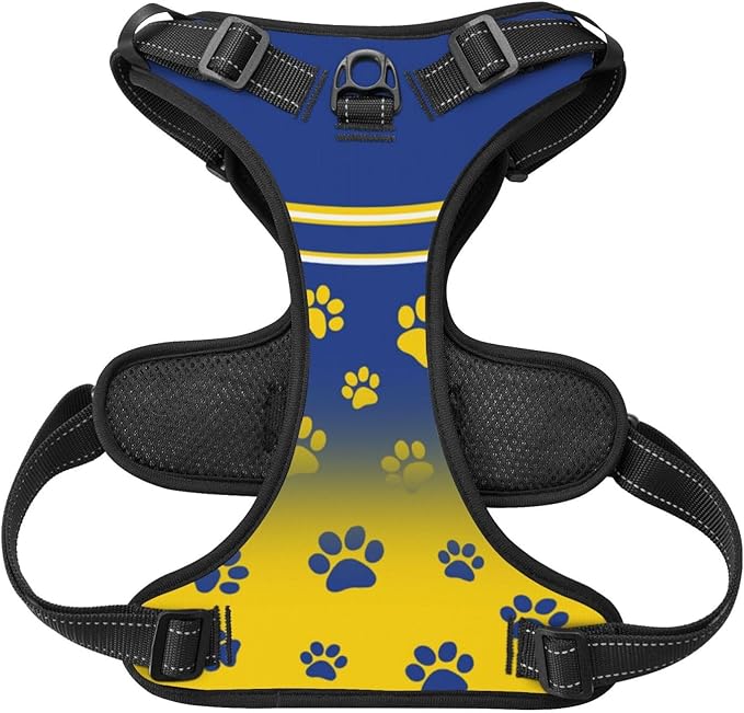 Personalized Los Angeles Dog Harness with Reflective Stripes Custom Name and Number Dog Vest Harness with Pet Traction Rope for Small Medium Large Dog