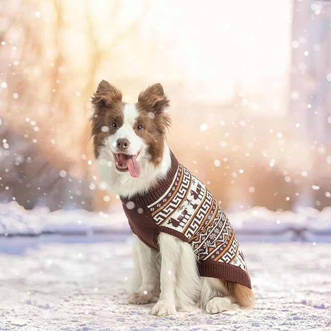 SCENEREAL Turtleneck Dog Sweater for Small Medium Large Dogs Girls Boys, Knit Pet Pullover Puppy Clothes Cold Weather Coats, Holiday Outfits Sweatshirt for Christmas, Khaki SM