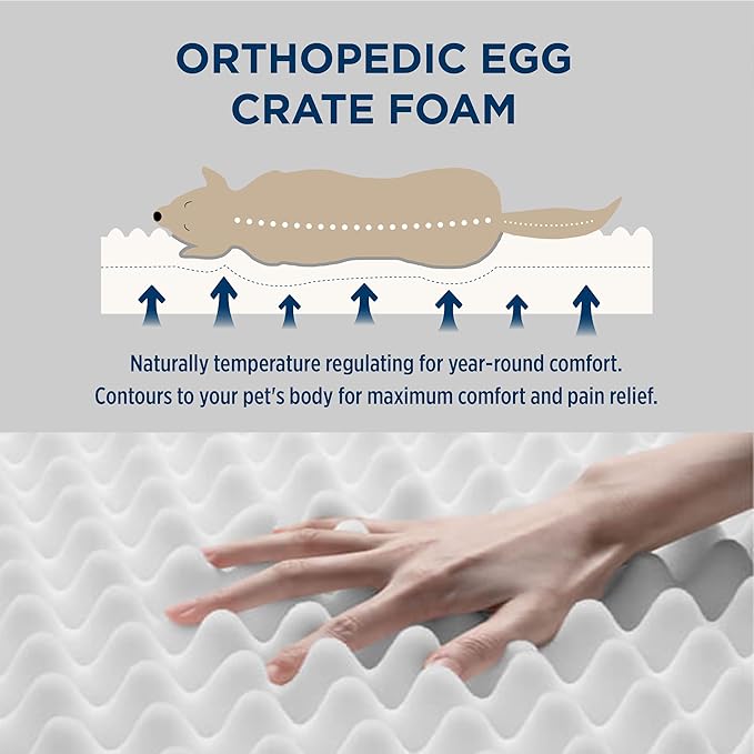Bedsure XL Dog Beds Large Sized Dog -Comfy Flat Extra Large Pet Beds with Removable Washable Cover, Orthopedic Egg Crate Foam Mat, Suitable for Pet Up to 100 lbs