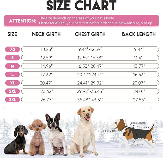 BRKURLEG Dog Winter Jacket, Warm Dog Winter Coats for Small and Medium Large Dogs, Reflective Adjustable Pet Cold Weather Coats, Waterproof Dogs Snow Jacket Clothes Fleece Vest (XXXL, Rose Red)