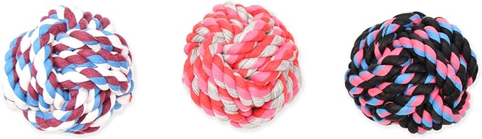 Mammoth Flossy Chews Monkey Fist Ball Premium Cotton-Poly Rope Dog Chew Toy & Fetch Toy for Small to Medium Dogs - Large 4.75' - Assorted Colors