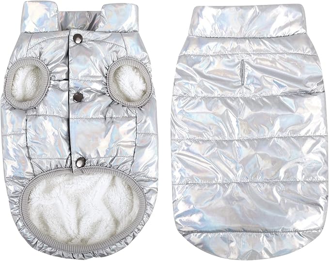 ASENKU Dog Winter Coat - Waterproof Windproof Dog Jacket, Warm Snowproof Doggie Puffer Vest for Cold Weather, Lightweight Snow Coats for Small Medium Large Dogs (Silver, L)