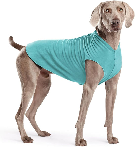 Goldpaw Stretchy Fleece Jacket for Small Dogs - Super Soft, Warm Dog Sweater - Pet Sweater Vest for Fall and Winter - Canine Clothes Made in The USA - Machine Washable - Turquoise - Size 22