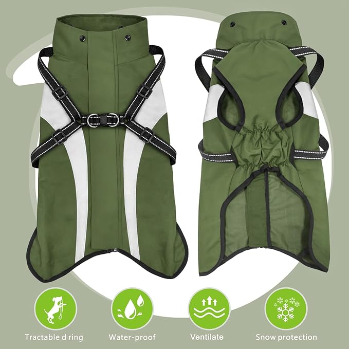 Mosucoirl Dog Raincoat Waterproof Raincoats for Dog Reflective Dogs Rain Jackets with Hood Hoodie Pet Rain Poncho Coat for Small Medium Large Dogs Puppies S-XXL (Green, M)
