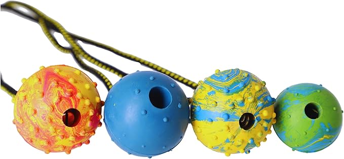 Dingo Fetch Ball Made of Hard Rubber with Knobs and String, Small, for Aport Game Dog Training 17321