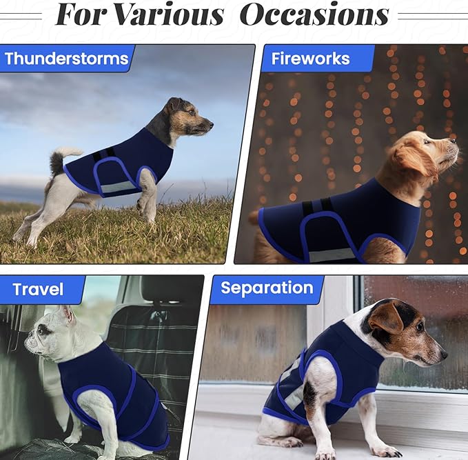 MIGOHI Dog Anxiety Relief Coat,Comfort Anxiety Vest for Dogs,Adjustable Anxiety Calming Wrap for Fireworks,Thunderstorms,Travel, Separation, Dog Anxiety Jacket for Small Dogs,XL,NavyBlue