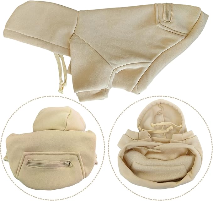 Jecikelon Pet Dog Cold Weather Coat with Pocket Winter Dog Hoodie Warm Puppy Clothes for Small Dogs Chihuahua Clothing (Beige, X-Large)