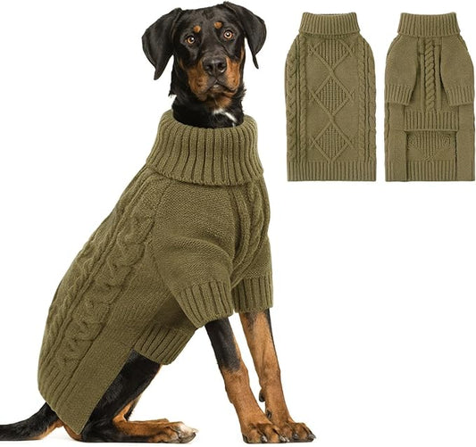 ASENKU Knitted Dog Sweater, Pullover Big Thermal Dog Winter Sweater, Turtleneck Doggy Sweaters for Large Medium Dogs Boy Girl, Warm Pet Sweaters Outfit Border Collie,Pit Bull,Golden Retriever, 4XL