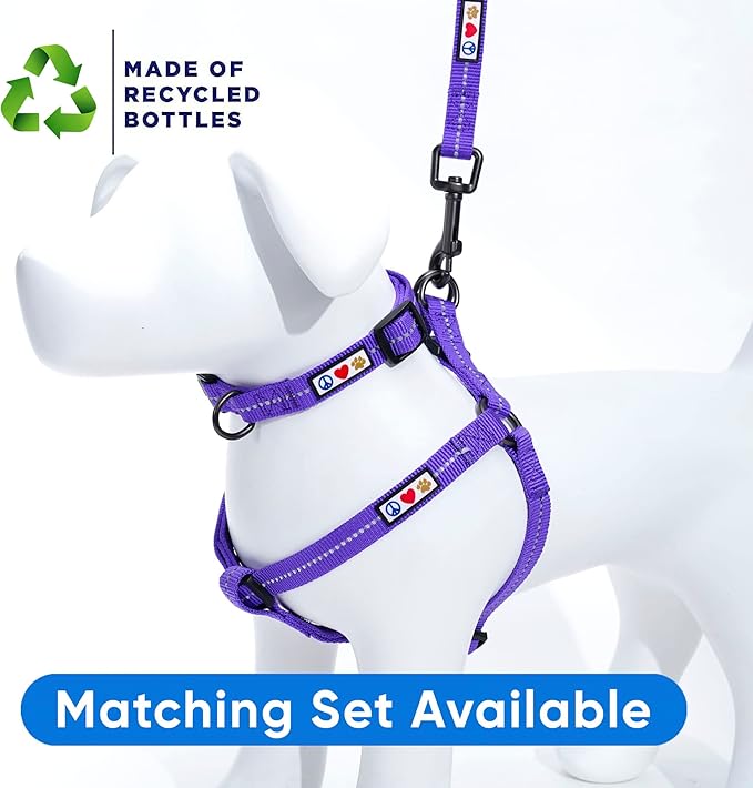 Pawtitas 6 FT Recycled Dog Leash with Reflective Stitched Thread - Purple 6 ft Leash Made from Plastic Bottles Collected from Oceans