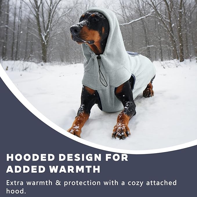 IECOii XXL Soft Fleece Dog Sweater, Stretchy Large Dog Sweater Vest with Leash Hole, Warm Dogs Fall Winter Hoodie for Indoor & Outdoor, Safety Reflective Great for Night Walks, Pitbull, Blue, XXL