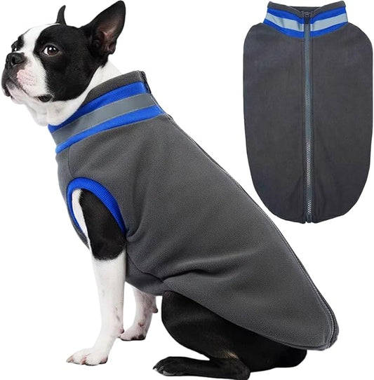 Winter Classic Windproof Turtleneck Fleece Vest Dog Sweater, Warm & Soft Puppy Coat for Small Dogs with Back-Zipper, Active-Cut Doggie Vests Sweatshirt, Lightweight Pet Clothes for Dachshund(Gray, S)