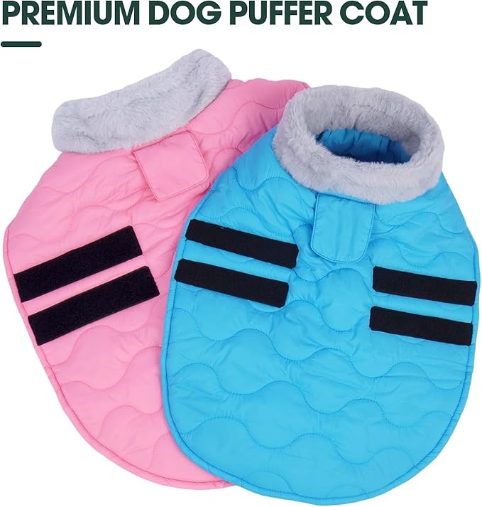 Kuoser Dog Jacket, Warm Dog Coats for Small Dogs, Doggie Winter Jacket Cold Weather Coats with Leash Hole, Winter Coat Apparel for Yorkie Chihuahua, Blue XS