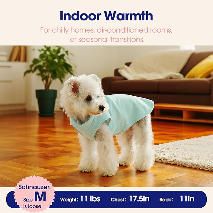 FUAMEY Dog Fleece Vest for Small Dogs,Warm Stretchy Dog Sweatshirts Pullover with Leash Hole Dogs Sweater Soft Pet Turtleneck Cozy Pet Vest Lightweight Sleeveless Blue XXS