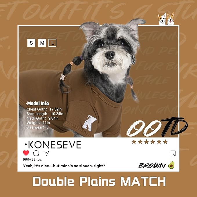 Koneseve Dog Shirts 2 Pack Soft Tee Comfortable Pet Clothes for Small Pets Brown & Avocado Green XS