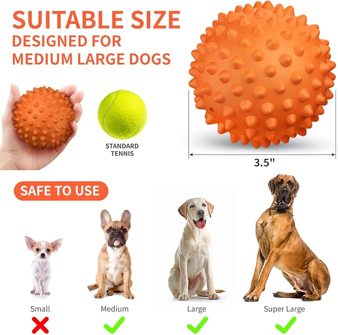 Apasiri Dog Balls for Aggressive Chewers, Dog Toys for Aggressive Chewers, Squeaky Balls for Dogs, Floatable Dog Toys for Aggressive Chewer Large Breed Peanut Butter 2 Pack