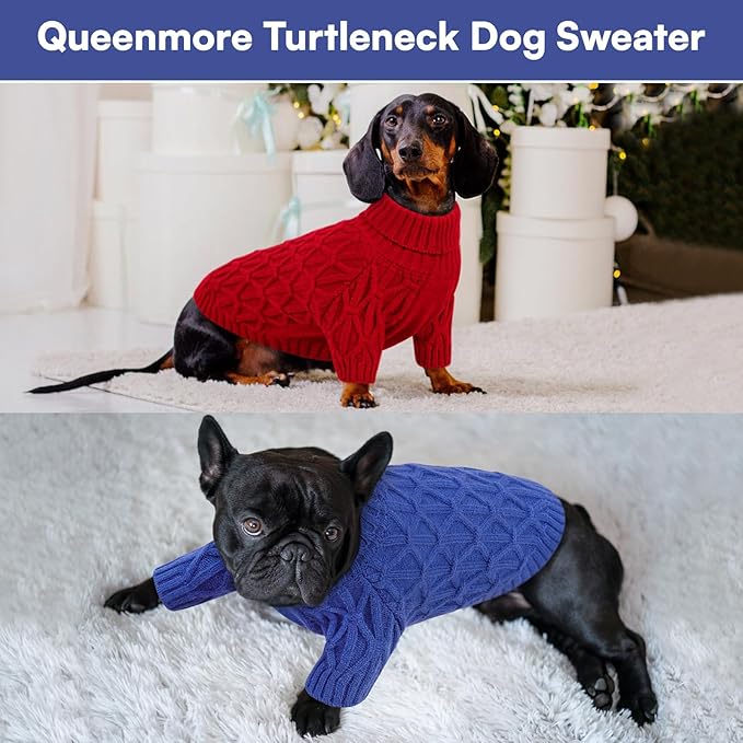Queenmore Medium Dog Sweater,Dog Sweater for Medium Dogs Boys Girls,Christmas Sweaters for Dogs,DogSweater Knitwear Outfit,Thick Warm Pet Clothes for French Bulldog,Boston Terrier(Royal Blue,M)