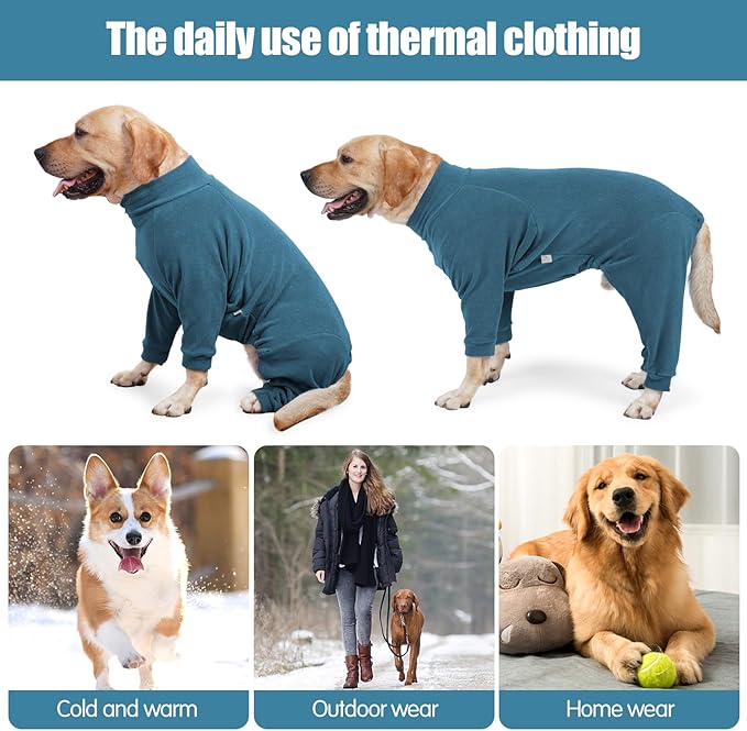 Dog Winter Coat for Small Medium Large Dog Run Walk Sleep Pet Warm Fleece Sweater & Windproof Pajamas Snow Jacket Medium Turquoise