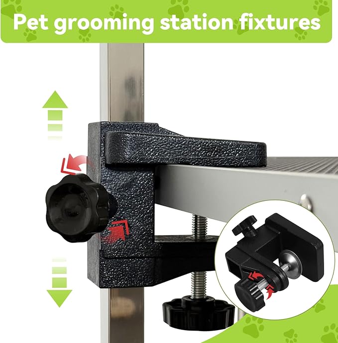 46" Large Dog Grooming Table, Non-Slip Tabletop with Adjustable Armrests, Lasso, Tool Organizer, Grid Tray, Foldable Home Pet Station, Maximum Weight Capacity 330 lbs,Blue